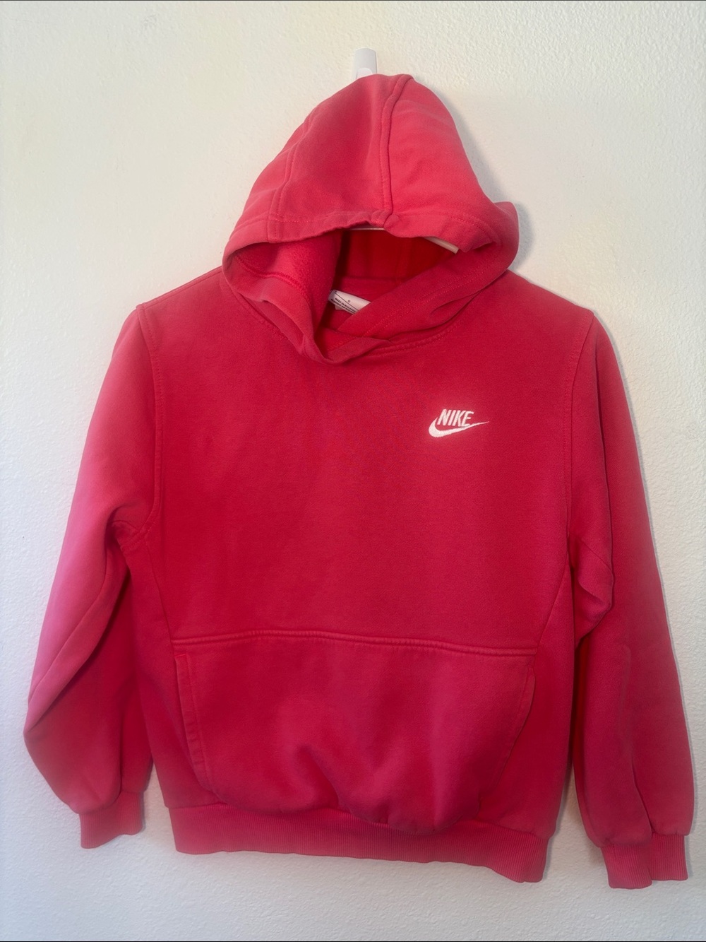 Nike Kids Bright Pink Pullover Hoodie with White Swoosh